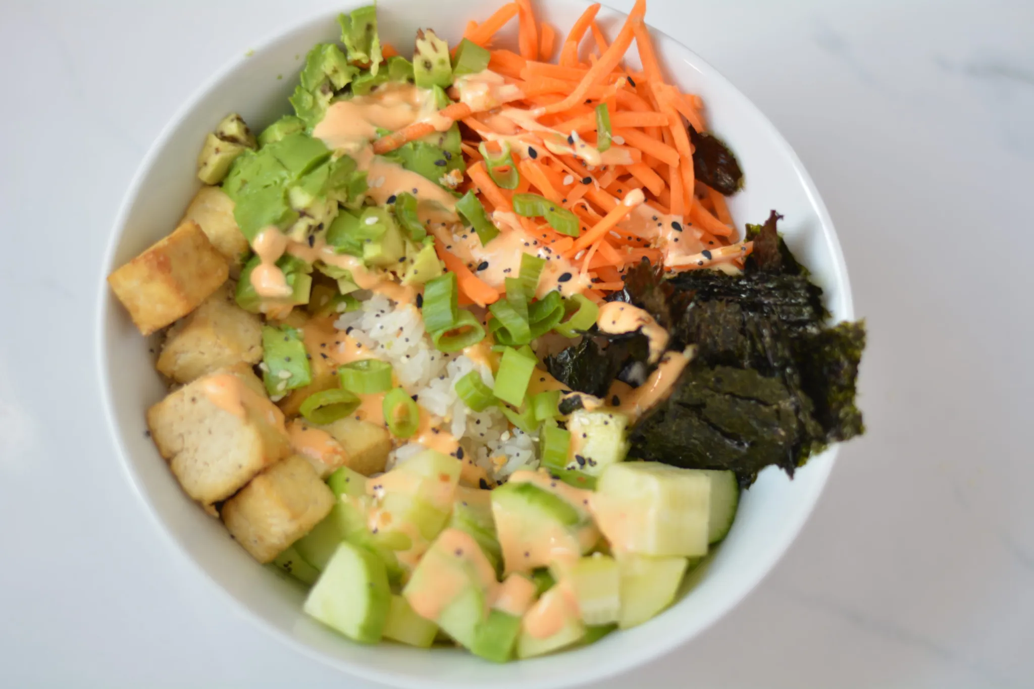 vegan sushi roll in a bowl